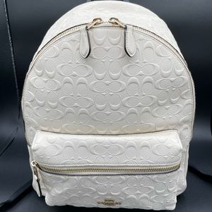 Coach backpack in signature white leather.